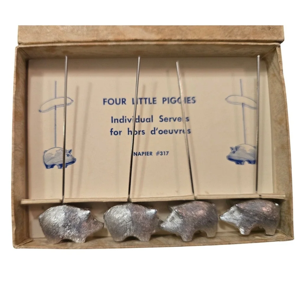 Vintage Napier‎ 317 Four Little Piggies Hors d'oeuvres Servers Cocktail Picks S